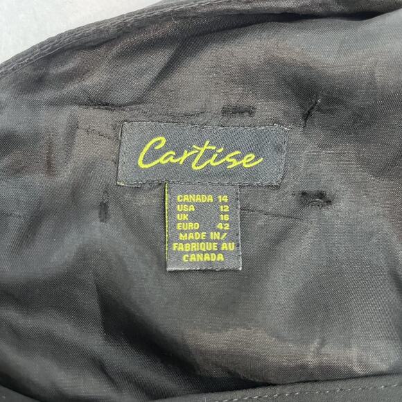 Cartise knee length sleeveless little black dress chiffon cape sleeves sz 12 - Picture 7 of 10